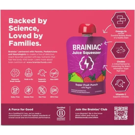 Brainiac Fruit Punch Juice Squeezer - 4pk/5 fl oz Pouches image {1}