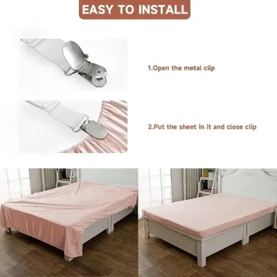 12 Pcs Bed Sheet Straps, Upgrade Fitted Bed Sheet Holders for Corners, Non Slip Sheet Clips White image {3}