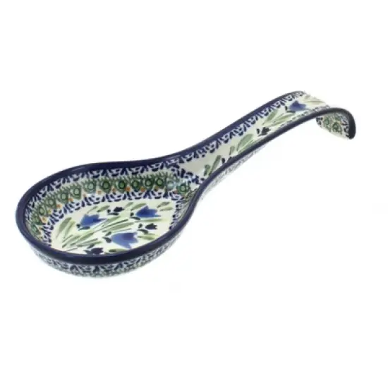 Blue Rose Polish Pottery 1178 Zaklady Large Spoon Rest image {2}