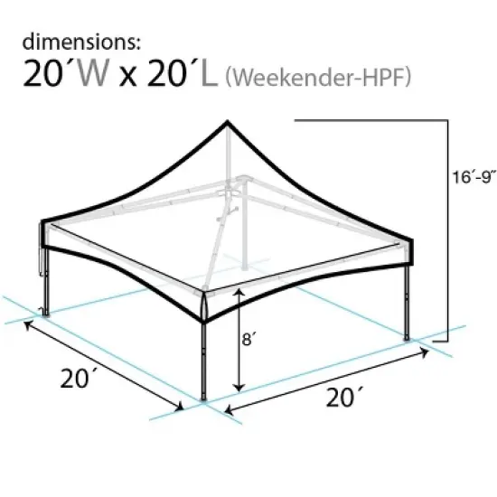 Party Tents Direct Weekender High Peak Frame Party Tent, White, 20 ft x 20 ft image {1}