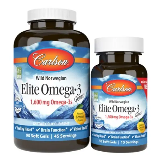 Carlson - Elite Omega-3 Gems, 1600 mg Omega-3s, Norwegian, Wild Caught, Sustainably Sourced, Lemon image {5}
