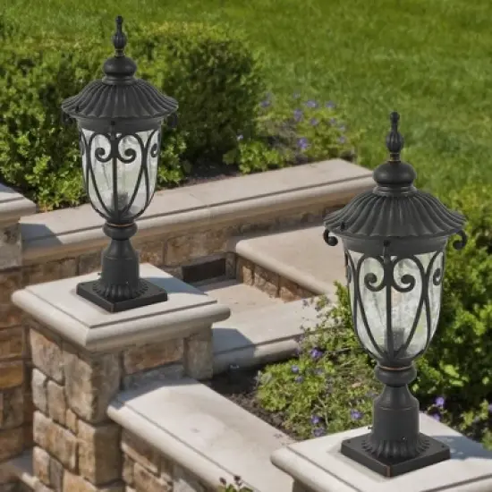 Gulches 12-94.5" Solar Lantern Post, Adjustable Height, Weatherproof, Vintage/Contemporary Design for Yard & Driveway image {2}