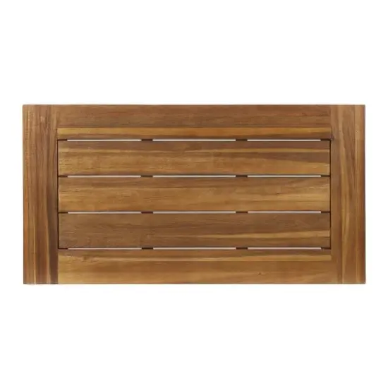 CAVINAS 45.75 Inch Rectangle Patio Table,Outdoor Dining Table with Acacia Wood Tabletop and Slat Paneling for Porch Backyard Balcony,Natural image {5}