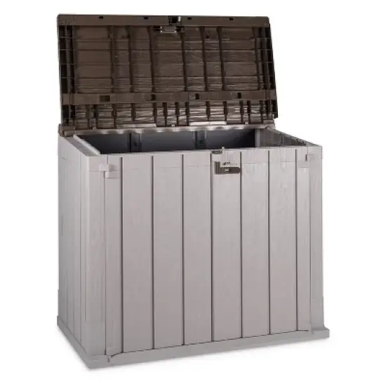 Toomax Stora Way All-Weather Outdoor XL Horizontal 5' x 3' Storage Shed Cabinet for Trash Can, Garden Tools, & Yard Equipment, Taupe Gray/Brown image {2}