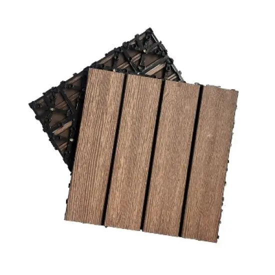 Wood Plastic Composite Deck Tiles Set of 20pcs, DIY Interlocking Decking Tiles, Floor Tile, Durable image {8}
