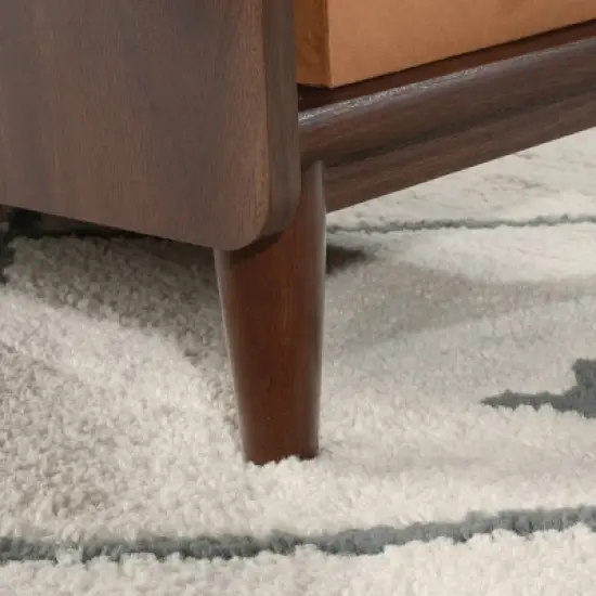 Sauder Clifford Place Desk with Shelves Grand Walnut: Executive Workstation, MDF Construction, Mid-Century Modern Style image {7}