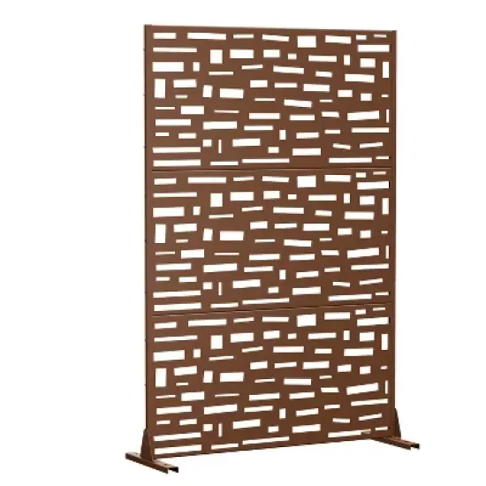 PexFix 72 in. H x 47 in. W Outdoor Metal Privacy Screen Bricks Pattern in Brown image {5}