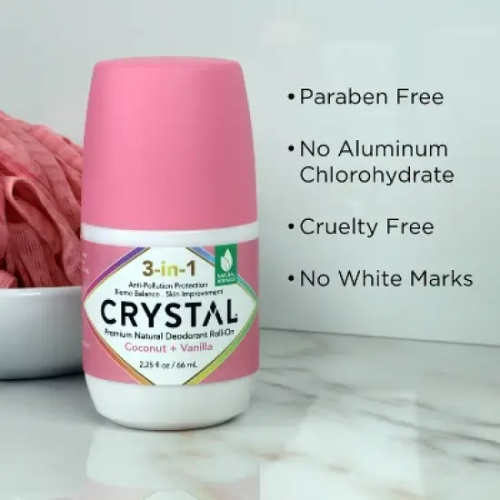 Crystal 3-in-1 Natural Mineral Roll-On Deodorant Coconut + Vanilla - 2.25 fl oz image {4}