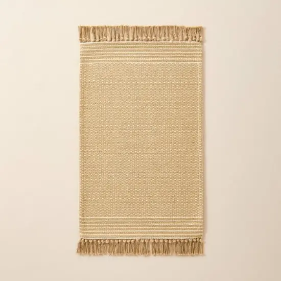 Patterned Border Stripe Area Rug Khaki - Hearth & Hand&trade; with Magnolia image {5}