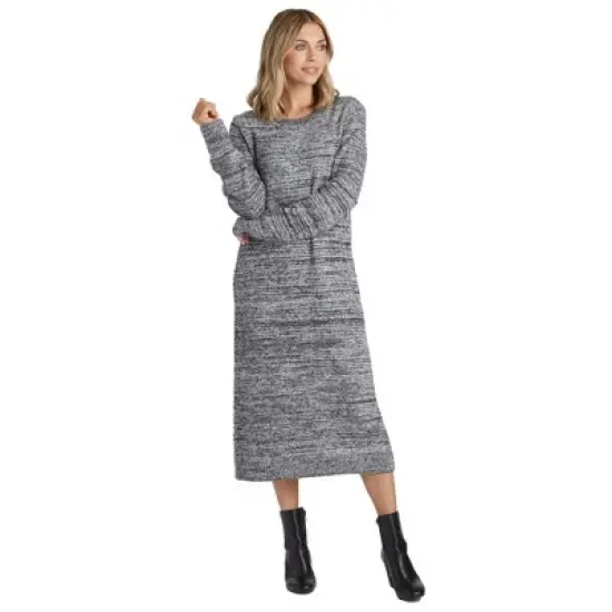 Softies Heathered Marshmallow 42" Crew Neck Lounge Dress with Pockets image {4}