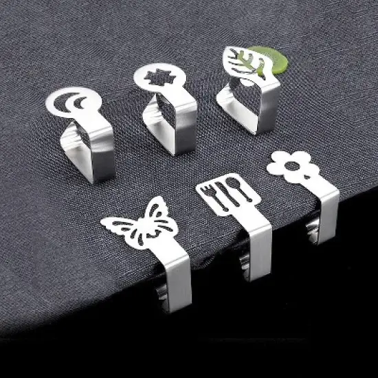 4 PCS Stainless Steel Tablecloth Clip Graphics Tablecloth Clip High-Elastic Moving Fixing Clip(Butterfly) image {4}
