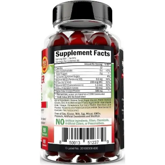 Apple Cider Vinegar Gummies with B Vitamins, Supports Healthy Weight Management, Detox Cleanse, Energy, Digestive & Immune Support, Bioschwartz, 90ct image {5}