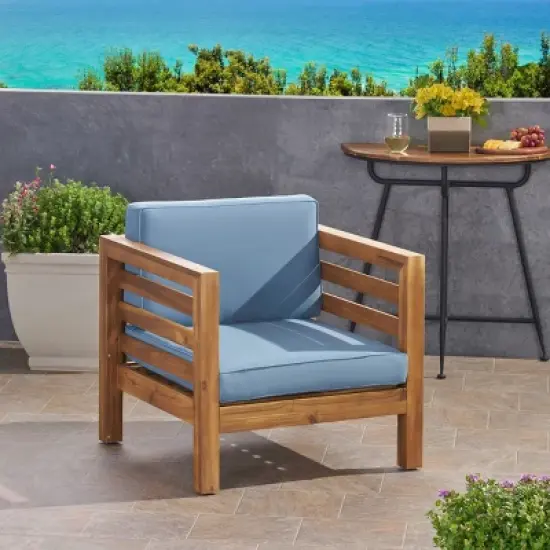 Modern Patio Arm Chair,High-quality Patio Chair With Acacia Wood Frame,Patio Chairs With Cushions -Maison Boucle image {7}
