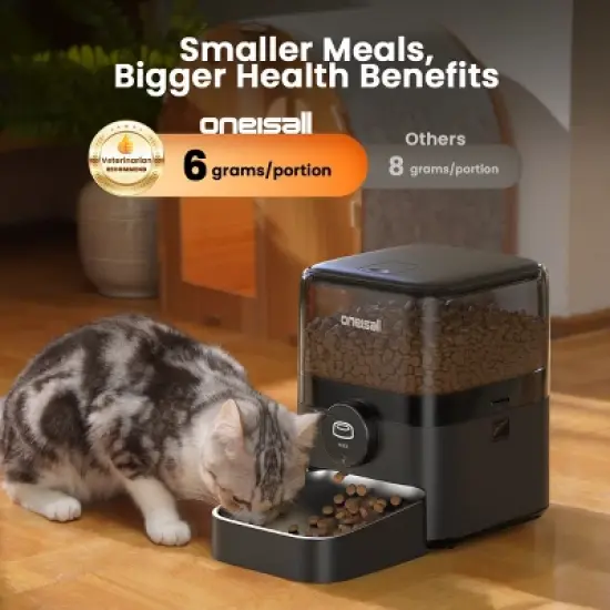 Oneisall PF05 Automatic Dog and Cat Feeder - 3L, 6-Meal Timer, Backup Power, for Large Kibble, Pet Dry Food Dispenser image {3}