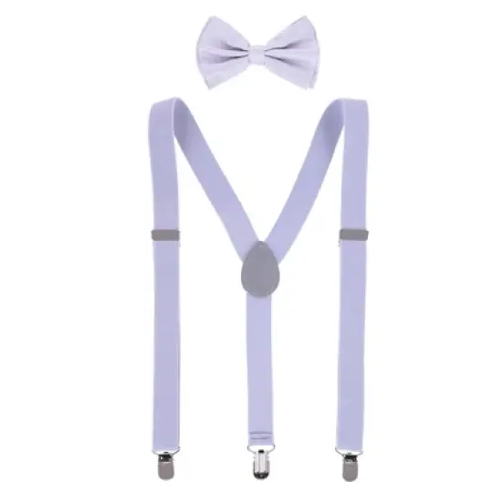 CTM Men's Solid Fashion Color Bow Tie and Suspender Set image {5}