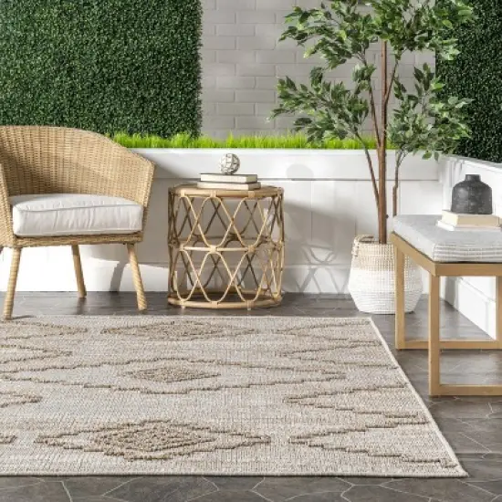Nuloom Izetta Geometric 5x8 Indoor/Outdoor Area Rug for Living Room Patio Deck Front Porch Kitchen, Beige/Tan image {7}
