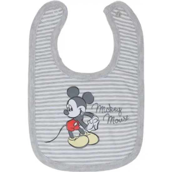 Disney Mickey Mouse Baby Bodysuit Pants Bib and Hat 4 Piece Outfit Set Newborn to Infant image {4}