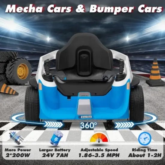 JOYRACER 24V Ride-On Bumper Car w/ Remote, 2&times;100W for Kids Ages 3&ndash;10, 3 Speeds, 360&deg; Spin, High/Low Speed, EVA Tires, Horn/Bluetooth/Music/MP3 image {6}