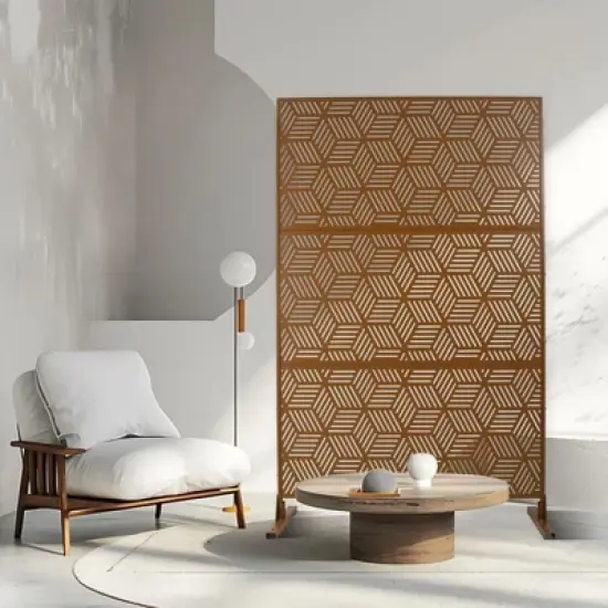 DSVIMOY Outdoor & Indoor Privacy Screen, Freestanding Decorative Privacy Screen for Deck Balcony Patio, Brown, 48"*76"*16" image {4}