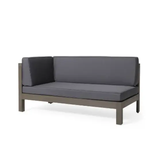 Christopher Knight Home Brava Outdoor Acacia Wood Sectional Sofa with Cushion Gray image {3}