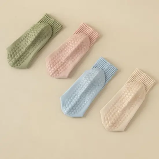 Anna-Kaci 4-Pack Women's Anti-Slip Yoga Socks with Grips Comfortable Ribbed Design for Exercise and Indoor Use image {4}