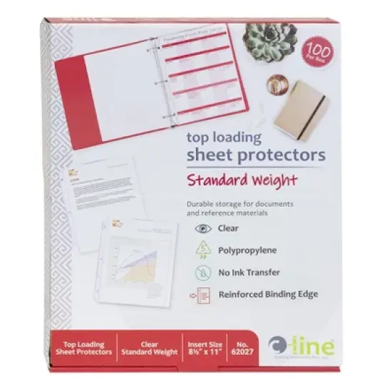 C-Line&reg; Standard Weight Poly Sheet Protectors, Clear, Top Loading, 11" x 8-1/2", box of 100 image {4}