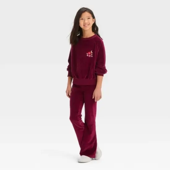 Girls' Crew Neck Velour Pullover Sweatshirt - Cat & Jack&trade; image {2}