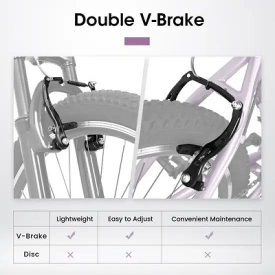 VASIP "24" Mountain Bike for Teens/Students: 21-Speed, Front Suspension, V-Brakes & Twist Shifter - Perfect Commuter & School Bike image {3}