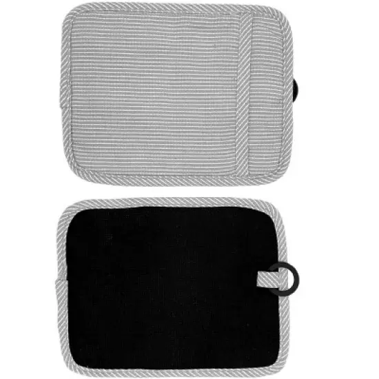 Home Mart Goods Light Grey Heat Resistant Thick Soft Quilted Lining Kitchen Oven Pot Holders With Neoprene and Cotton Non-slip - 2 Pack image {2}