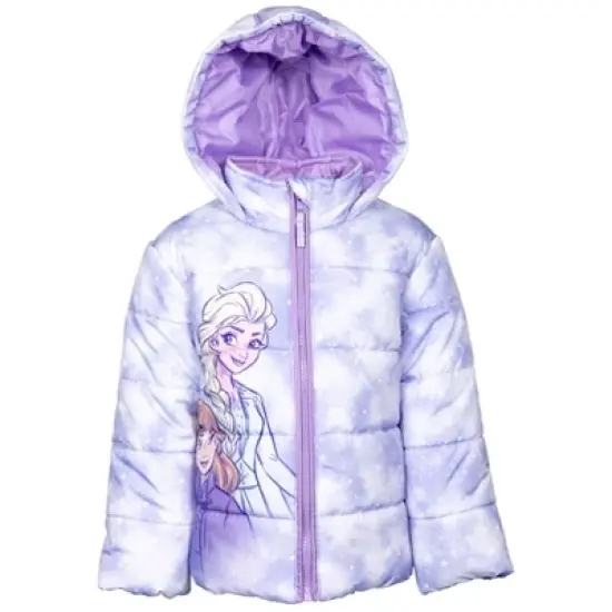 Disney Frozen Princess Anna Elsa Girls Zip Up Winter Coat Puffer Jacket Toddler image {9}