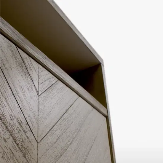 eLuxury Chevron Wood Nightstand with Drawer image {2}