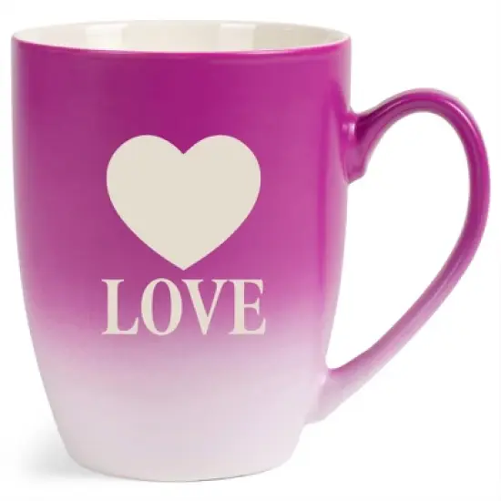 100 North Heart 10 Ounce Pink and White Two Toned Ombre, Comfortably Fits Your Hands, Ceramic Tea Coffee Cup Mug, Love image {1}