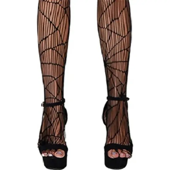 Clotth Womens Spooky Halloween Novelty Tights - Fishnet Goth Pantyhose, Spider Web High Waist Thigh Pantyhose, Halloween Costume - One Size Fits Most image {2}