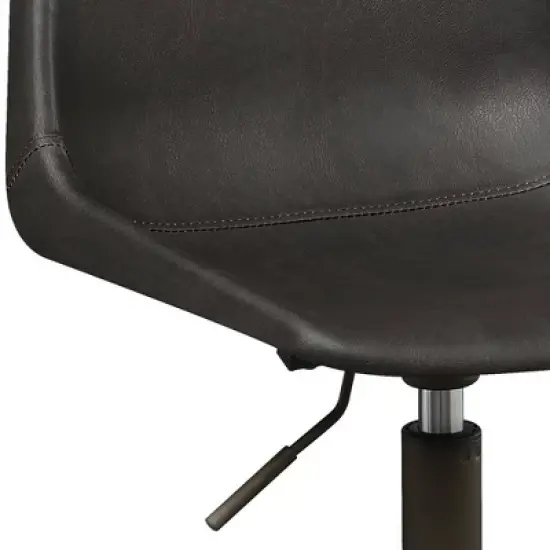 Fabric Office Chair with Curved Back and Contrast Stitching Brown - Benzara image {2}
