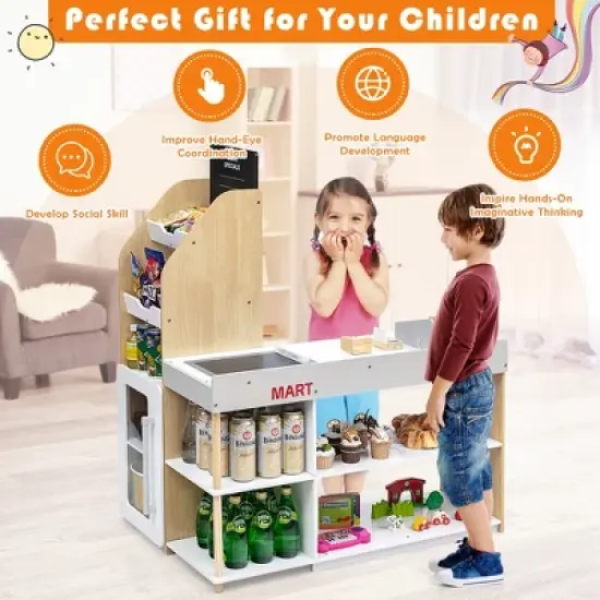 Costway Grocery Store Playset Pretend Play Supermarket Shopping Set with Shopping Cart image {4}