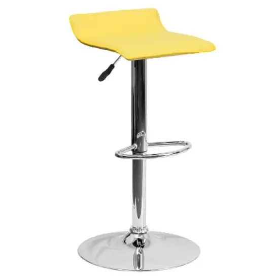 Flash Furniture Contemporary Vinyl Adjustable Height Barstool with Solid Wave Seat and Chrome Base image {14}