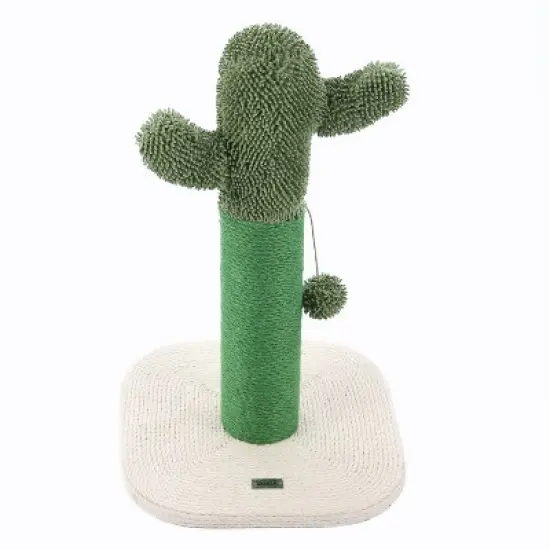 Pecos Modern Jute Cactus Cat Scratching Post with Fuzzy Toy image {7}