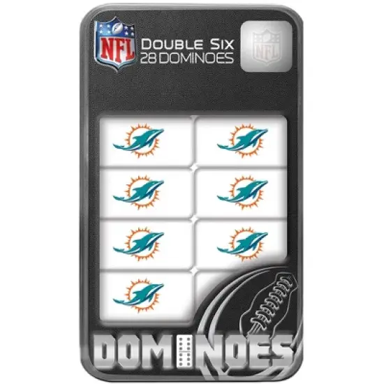 MasterPieces Officially Licensed NFL Miami Dolphins 28 Piece Dominoes Game for Adults image {1}