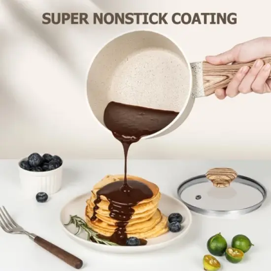 MICHELANGELO Sauce Pan with Lid, Nonstick Saucepans 1.5QT&2QT&3QT, Granite Sauce Pan 3 Piece, Stone Saucepan Set, Small Pot with Lid, Nonstick Sauce Pot Set image {1}