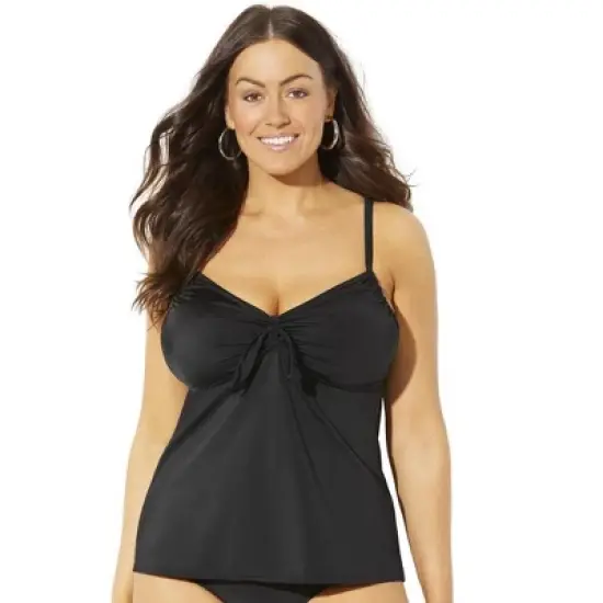 Swimsuits for All Women&rsquo;s Plus Size Tie Front Underwire Tankini Top image {4}
