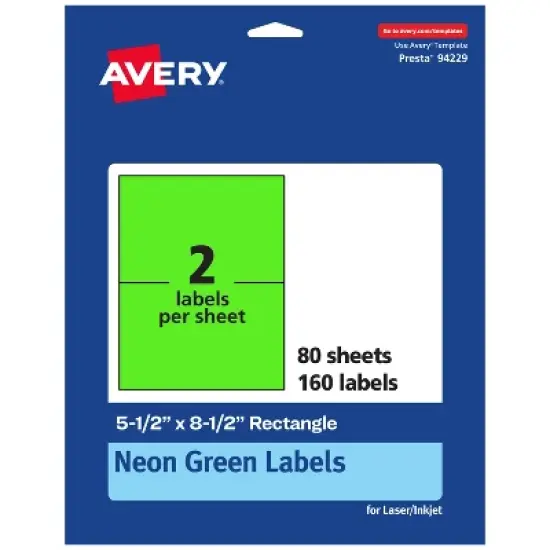 Avery Neon Green Paper Labels, 5.5" x 8.5" Rectangle image {9}