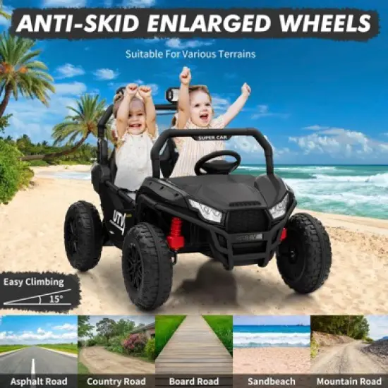 Ride On Car Utv, 24V 2 Seater, Off-Road Kids Electric Vehicles with Metal Frame, 3 Speeds for Boys and Girls image {5}