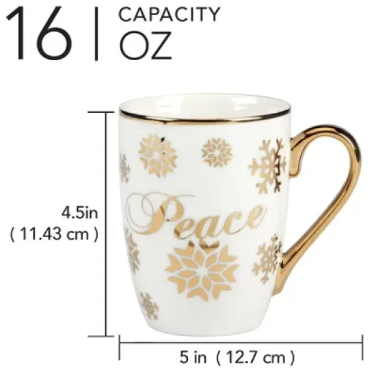 Certified International Set of 4 16oz Christmas Glitter Mugs Gold image {2}