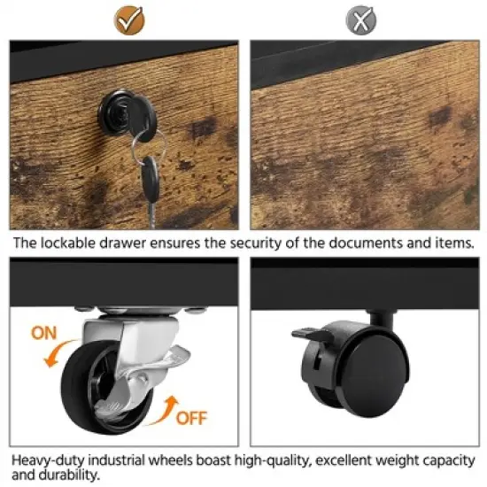 Yaheetech Vintage File Cabinet with 2 Drawers and Storage Shelves for Home, Office image {5}