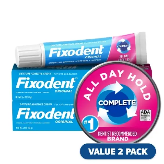 Fixodent Complete Original Denture Adhesive Cream - 2.4oz/2pk image {10}