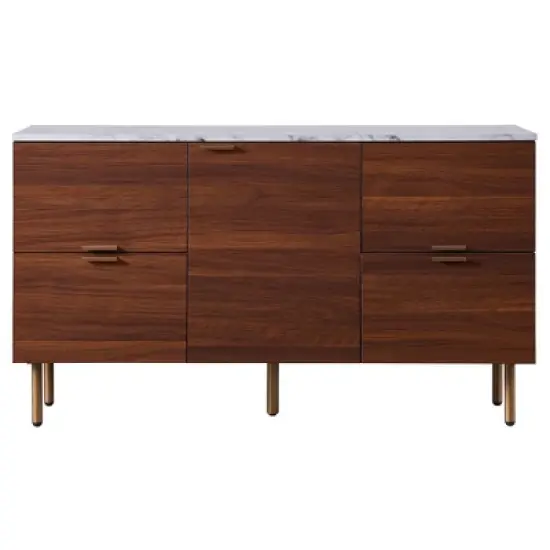 Ashton Sideboard with Faux Marble Top Walnut - Teamson Home image {1}