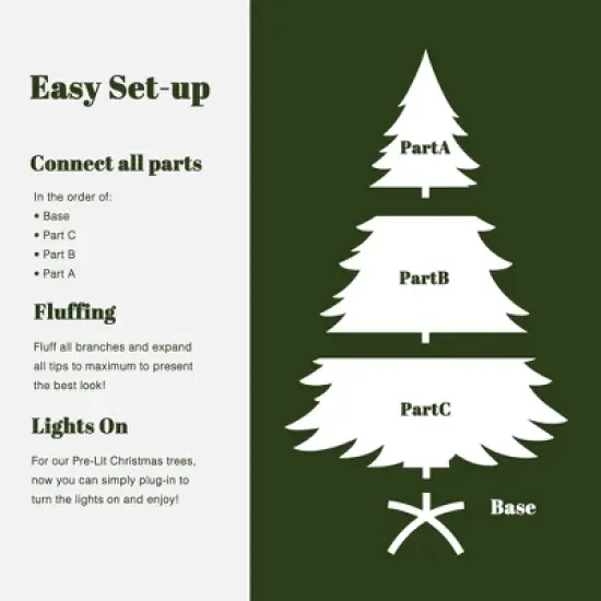 LuxenHome 6.5Ft Pre-Lit Slim Artificial Cedar Christmas Tree with Metal Stand Green image {3}