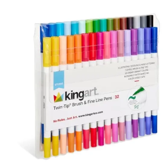 KINGART Twin-Tip&trade; Brush & Fine Pens 32 Colors image {3}