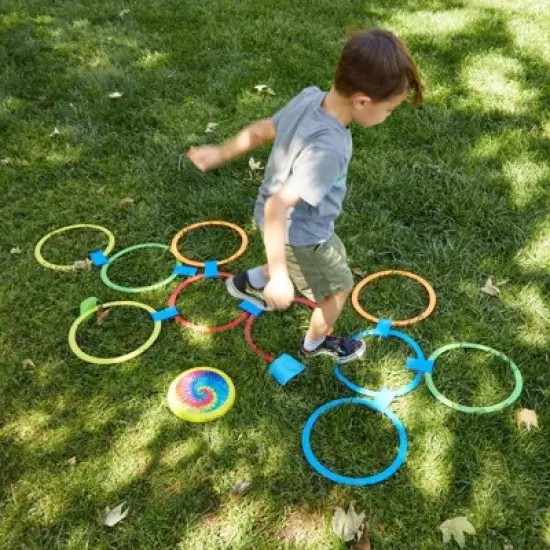 Blue Panda 29 Pieces Hopscotch Outdoor Games for Kids, 10 Rings, 4 Bean Bags, 15 Connectors image {1}