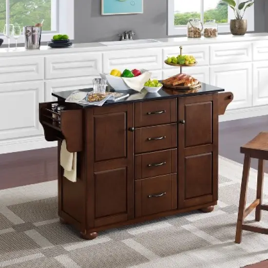 Eleanor Granite Top Kitchen Island Mahogany/Black - Crosley image {3}